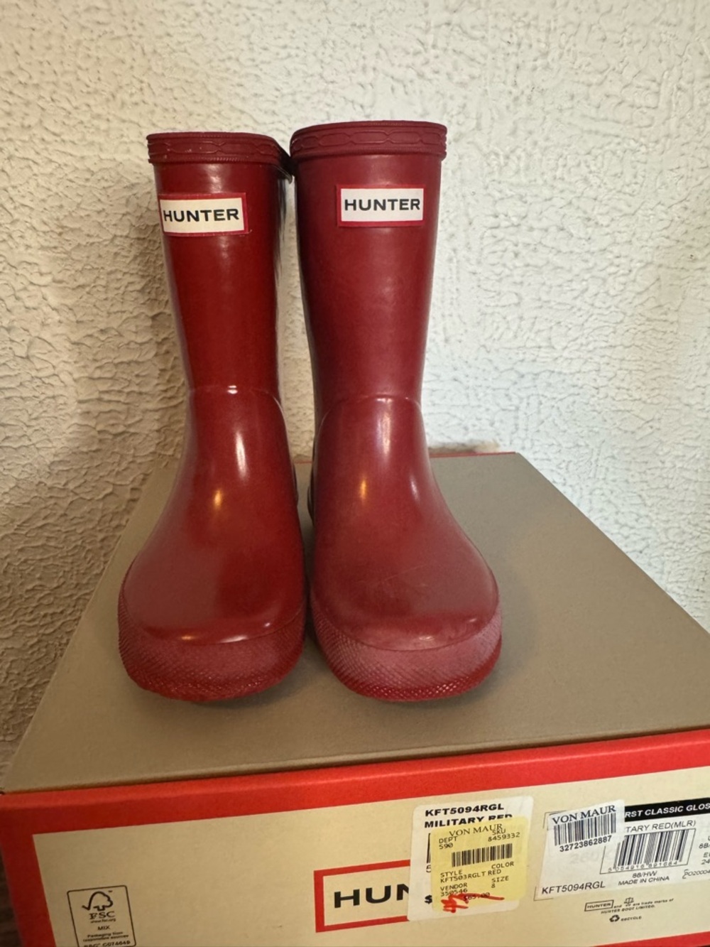 Hunter Kids Matte Red Rain Boots